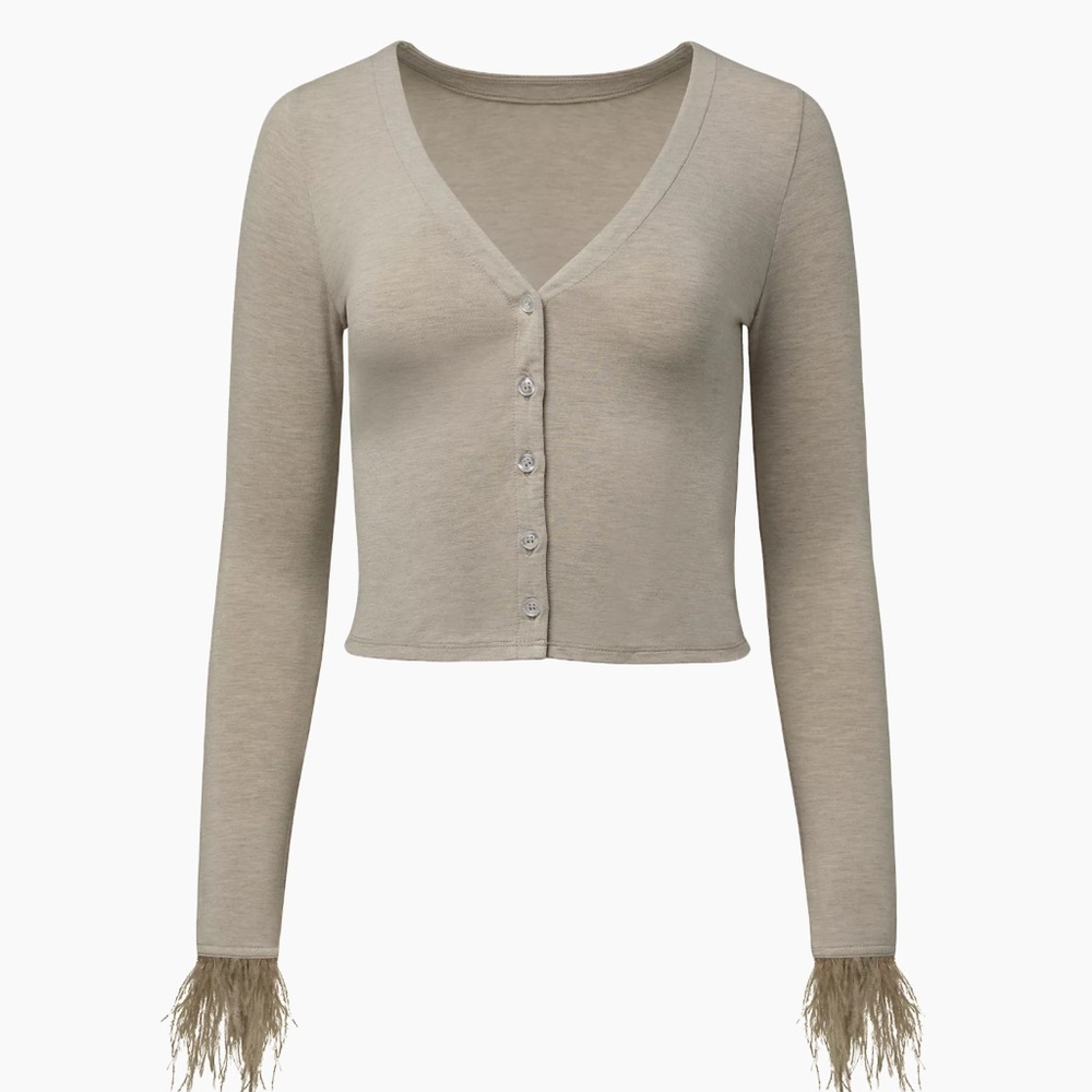 WeWoreWhat feather cardigan